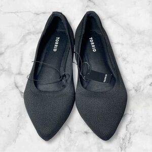 Torrid Flats Womens 8.5 Wide WW Ballet Shoes Velour Suede Point Slip On Velvet